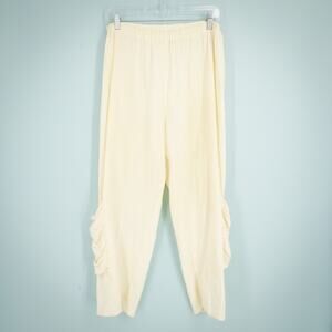 Oh My Gauze 2 Size Large L XL Ivory Pull On Ankle Pocket Artsy Cotton Pants